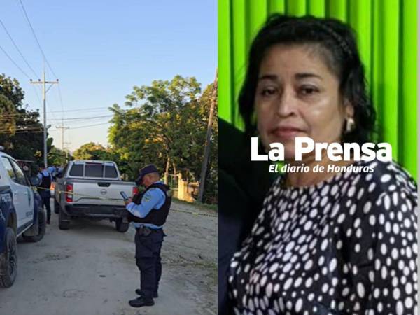 A la derecha, foto en vida de Pedrina García Melgar, la mujer que fue asesinada en Choloma, Cortés.
