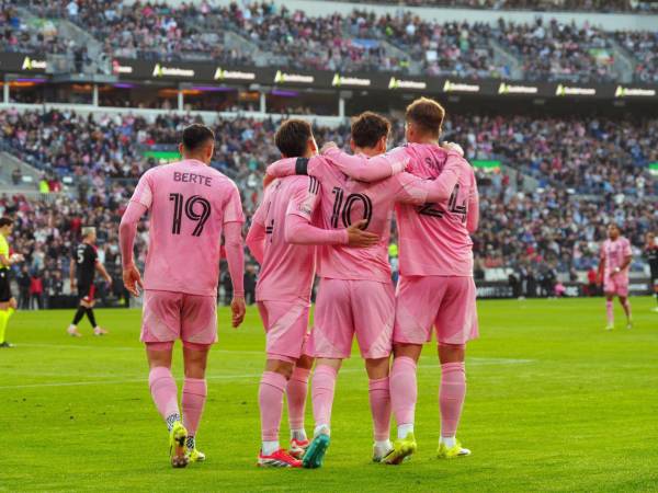 Jugadores del Inter Miami celebrando uno de los goles ante el DC United.