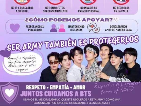 A pocos días del esperado regreso de BTS a México, su comunidad de seguidores ha lanzado un llamado enfático a la responsabilidad colectiva para garantizar una visita respetuosa y libre de acoso hacia los artistas.