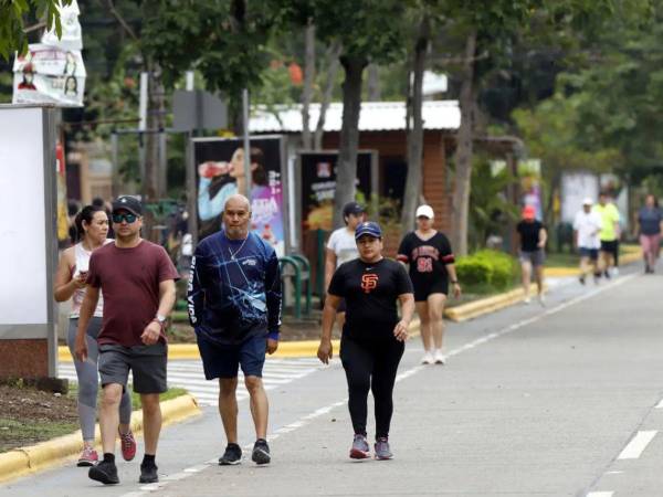 Fotografía que muestra a sanpedranos caminando en el bulevar de Los Caminantes.