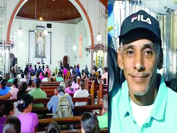 Familiares y amigos realizaron ayer una misa de cuerpo presente por Hipólito Montes Orellana en la iglesia católica de Yoro. Foto cortesía: Cadena Radial del Centro.