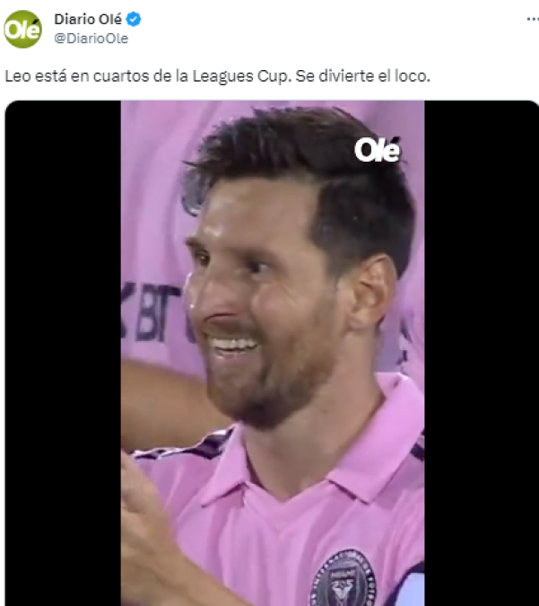 Diario Olé de Argentina: “Leo está en cuartos de la Leagues Cup. Se divierte el loco”.