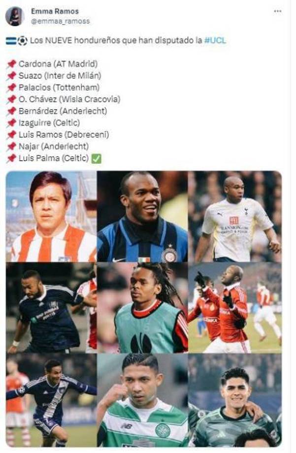 Emma Ramos de Diario Diez repasó la lista de los hondureños que han disputado la Champions. Palma es el noveno en hacerlo.
