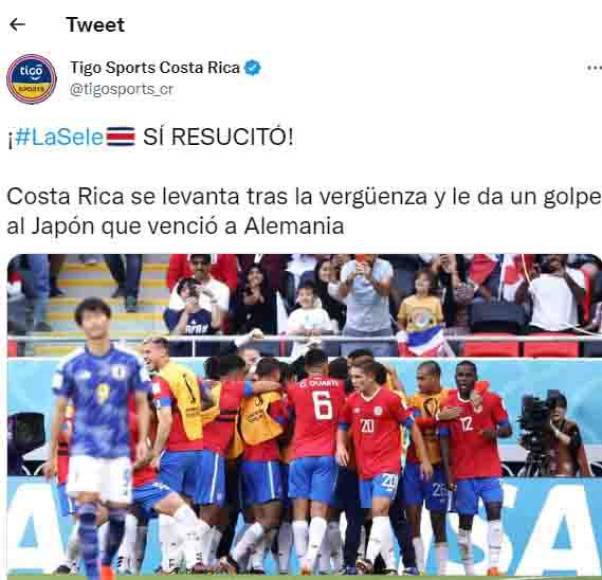 Medios de Costa Rica y el resto del mundo se pronunciaron sobre el triunfo de los costarricenses: “La Sele sí resucitó”, señaló Tigo Sports del hermano país centroamericano.