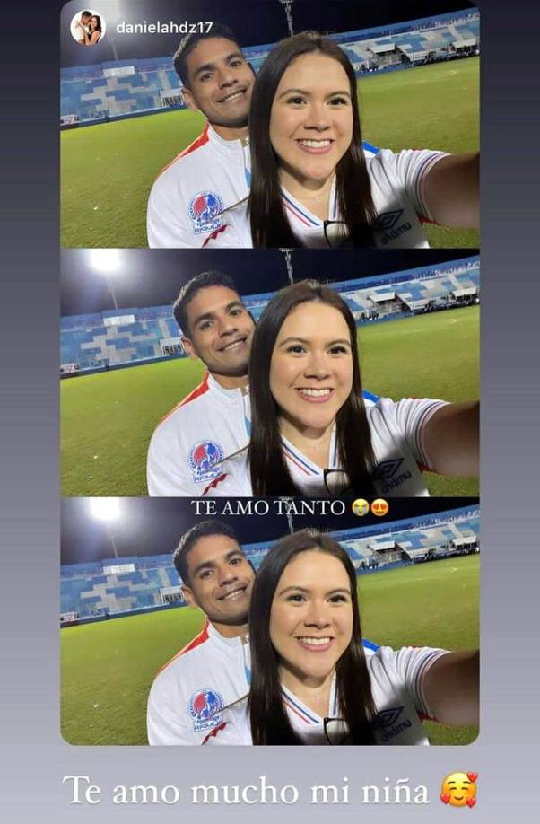 Carlos Pineda y Daniela Hernández celebrando en la cancha del estadio Nacional Chelato Uclés tras la Copa 37 del Olimpia.