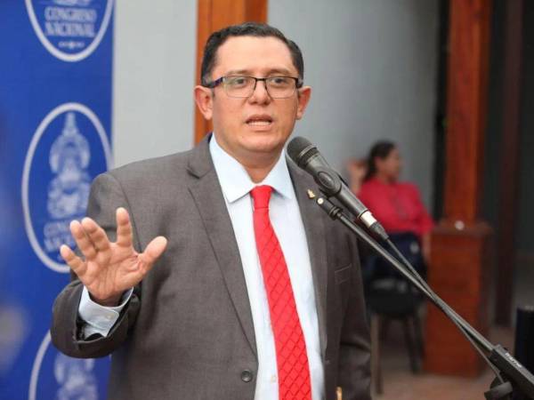 Edgardo Casaña, actual diputado del partido Libertad y Refundación (Libre), durante una conferencia.