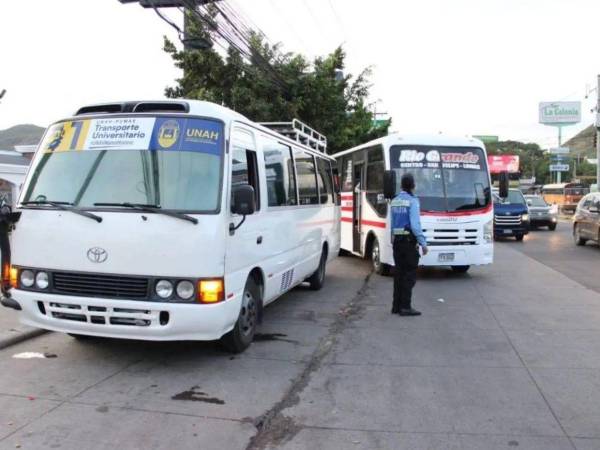 Imagen de las unidades de transporte para estudiantes de la UNAH