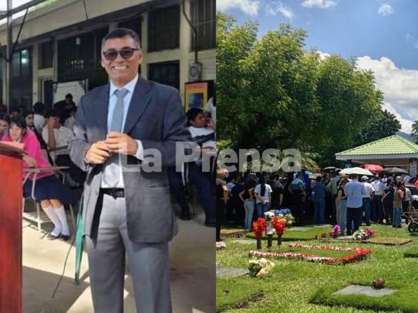 Entre muestras de dolor, lágrimas y homenajes, familiares, amigos, docentes y estudiantes dieron este domingo el último adiós al director Víctor Fiallos, cuyos restos fueron sepultados en el cementerio Jardines del Recuerdo de San Pedro Sula.