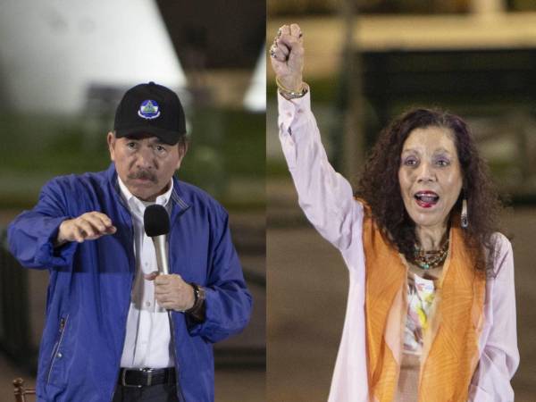 Fotografías de archivo que muestran al presidente de Nicaragua, Daniel Ortega, y su esposa, Rosario Murillo, durante un evento en Managua (Nicaragua).