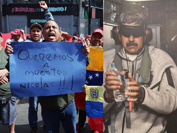 Simpatizantes del oficialismo protestaron en inmediaciones del Palacio de Miraflores ayer sábado, en Caracas (Venezuela). EFE/