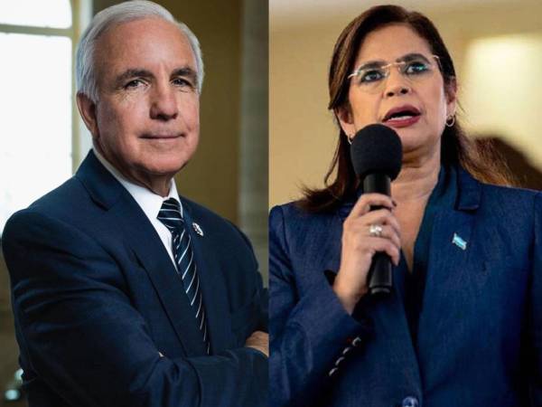 En imagen de archivo, el congresista Carlos A. Giménez y la candidata presidencial de Libre, Rixi Moncada.