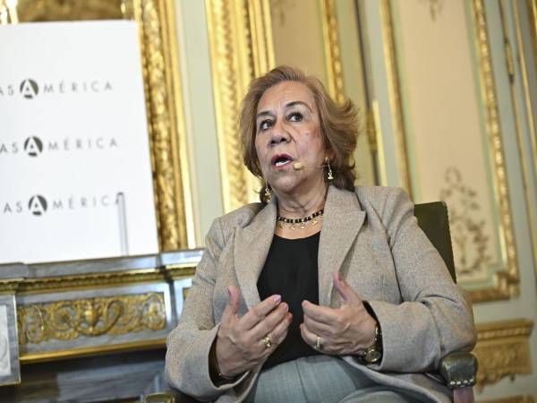 La canciller colombiana, Rosa Yolanda Villavicencio Mapy, durante la Tribuna EFE – Casa de América, este miércoles en Madrid.-EFE.