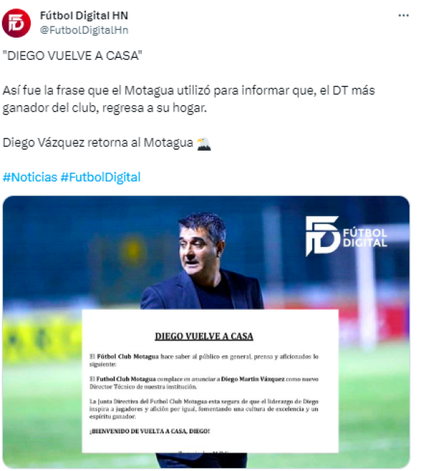 Así reaccionaron en redes sociales los medios locales al regreso de Diego Vázquez.