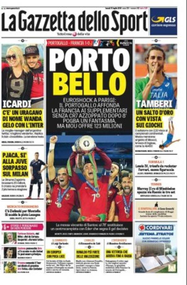 En Italia también se han referido al triunfo de Portugal .