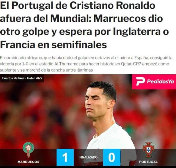Infobae: “El Portugal de Cristiano Ronaldo afuera del Mundial: Marruecos dio otro golpe”
