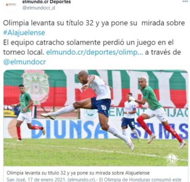 Los medios de Costa Rica destacaron el título del Olimpia.