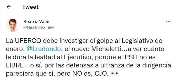 “Luis Redondo es el nuevo Micheletti...a ver cuánto le dura la lealtad al Ejecutivo”