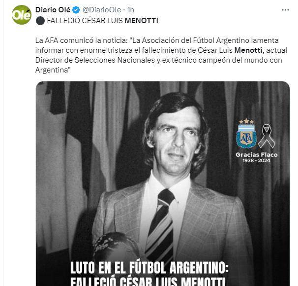 Argentina y el mundo del fútbol lloran la muerte de Menotti