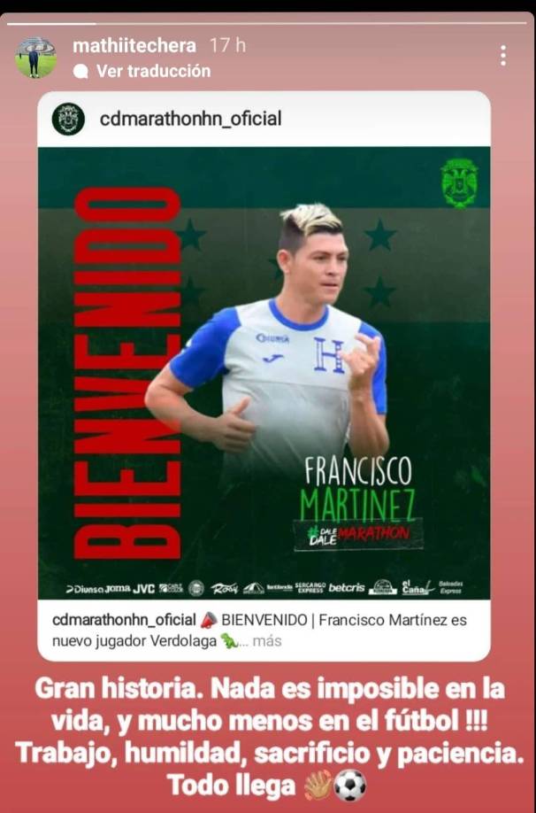 El defensor uruguayo Mathías Techera, exjugador del Marathón y del Vida en la Liga Nacional, dio su punto de vista sobre el fichaje de Francisco Martínez.