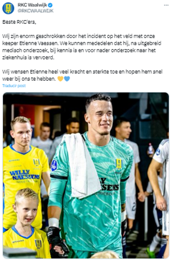 Y agregó: “Deseamos a Etienne mucha fuerza y fortaleza y esperamos tenerlo pronto nuevamente con nosotros”.
