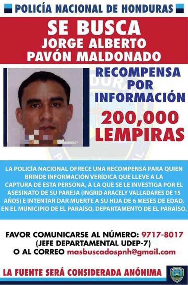 Luego del ataque, Jorge comenzó a huir por lo que la Policía ofreció una recompensa de 200 mil lempiras para quien ayudara con su captura.