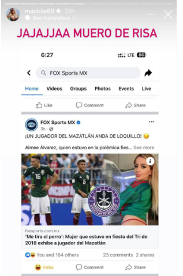 Modelo “exhibe” a futbolista y así responde a la polémica