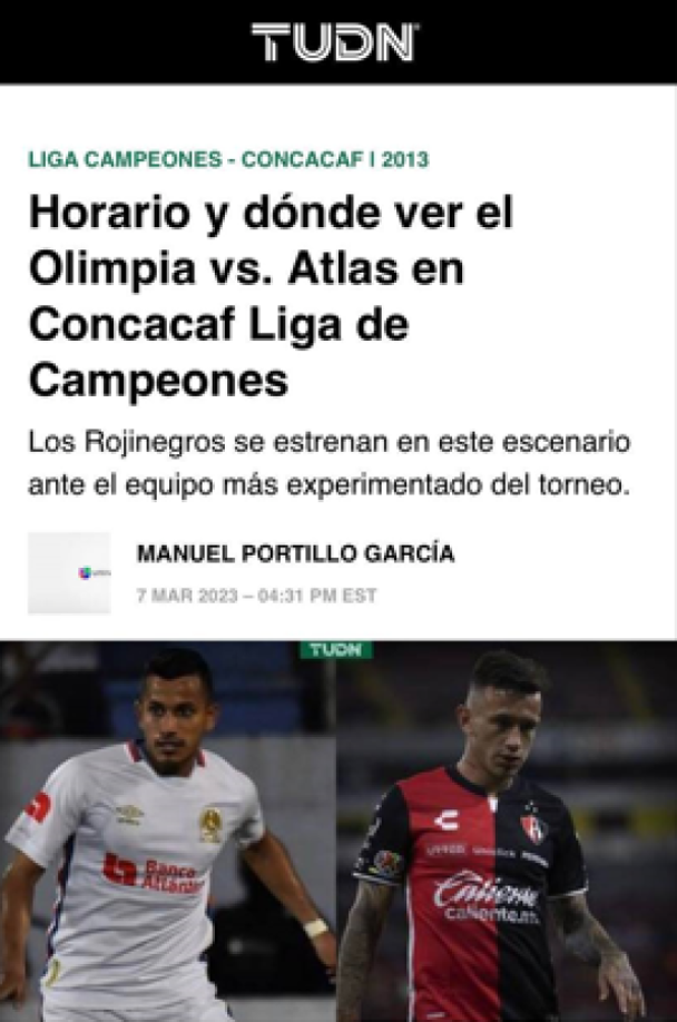 TUDN: “Los rojinegros se estrenan en este escenario ante el equipo más experimentado del torneo.”