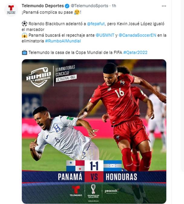 Telemundo Deportes - “¡Panamá complica su pase y buscará el repechaje ante Estados Unidos y Canadá en la eliminatoria”.