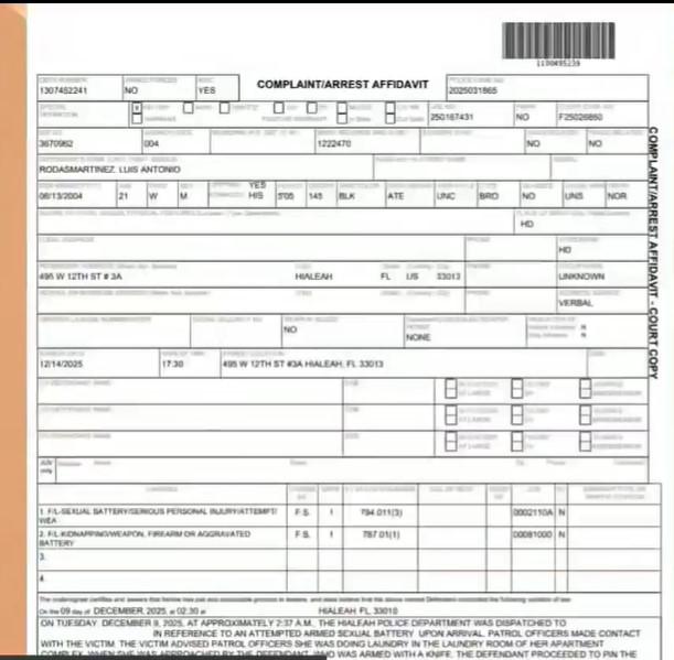 Joven hondureño cae por intentar abusar de abuela en lavandería de Hialeah