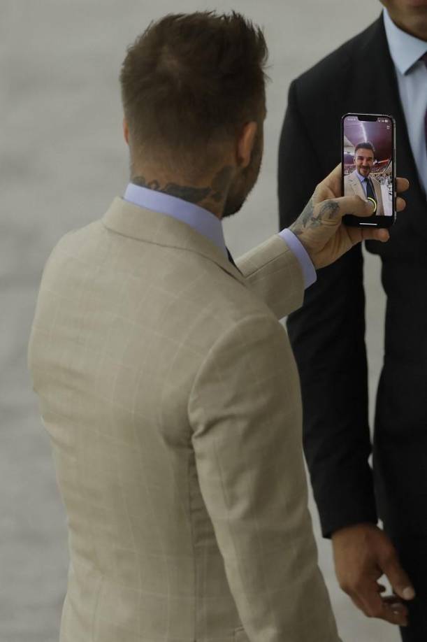 El exvolante inglés David Beckham presente en el Francia vs Marruecos.