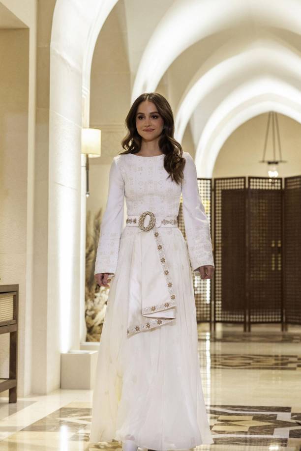 La princesa utilizó el cinturón con detalles de oro que usó su madre en su vestido de novia.