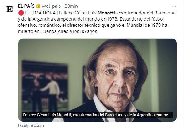 Argentina y el mundo del fútbol lloran la muerte de Menotti