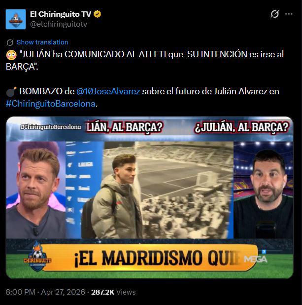 Barcelona quiere agitar el mercado: increíble oferta a Julián y revelan su postura