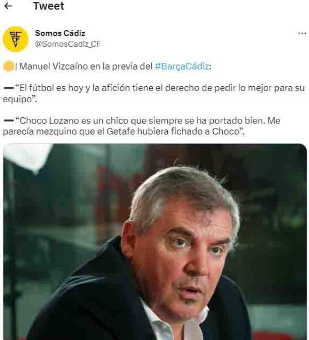 Somos Cádiz compartió la reacción de Manuel Vizcaíno.