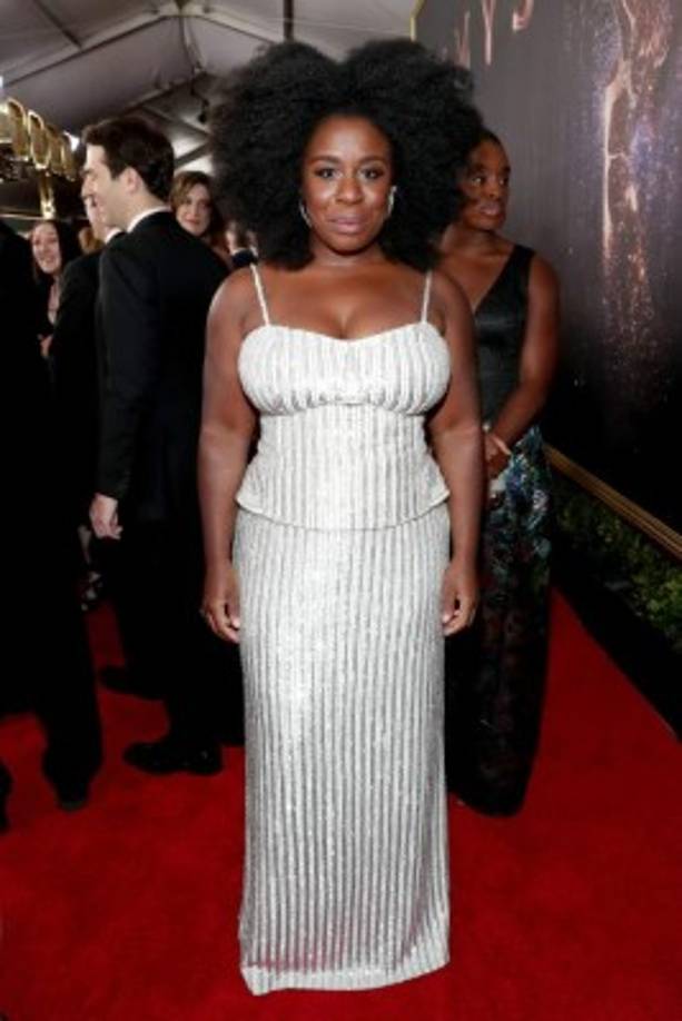 LOS ANGELES, CA - SEPTEMBER 17: Actor Uzo Aduba walks the red carpet during the 69th Annual Primetime Emmy Awards at Microsoft Theater on September 17, 2017 in Los Angeles, California. Rich Polk/Getty Images for IMDb/AFP