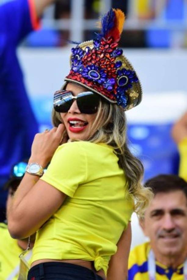 La belleza de las colombianas ha predominado en el partido ante Senegal. Foto AFP