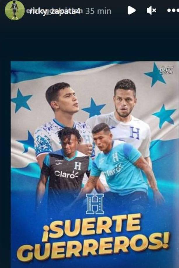 Ricky Zapata es el lateral izquierdo de la Selección de Honduras y compartió esta imagen con la frase: “Suerte muchachos.”