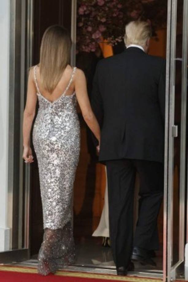 El vestido, hecho a la medida de la primera dama, está confeccionado a mano, en encaje negro, y bordado con cristales brillantes y lentejuelas. Ni la firma francesa o la Casa Blanca revelaron el costo del exclusivo vestido. Medios locales afirman que ronda los 60 mil dólares.