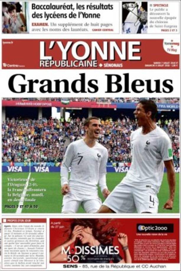 En Francia hay alegría por el pase a semifinales tras vencer 2-1 a Uruguay.