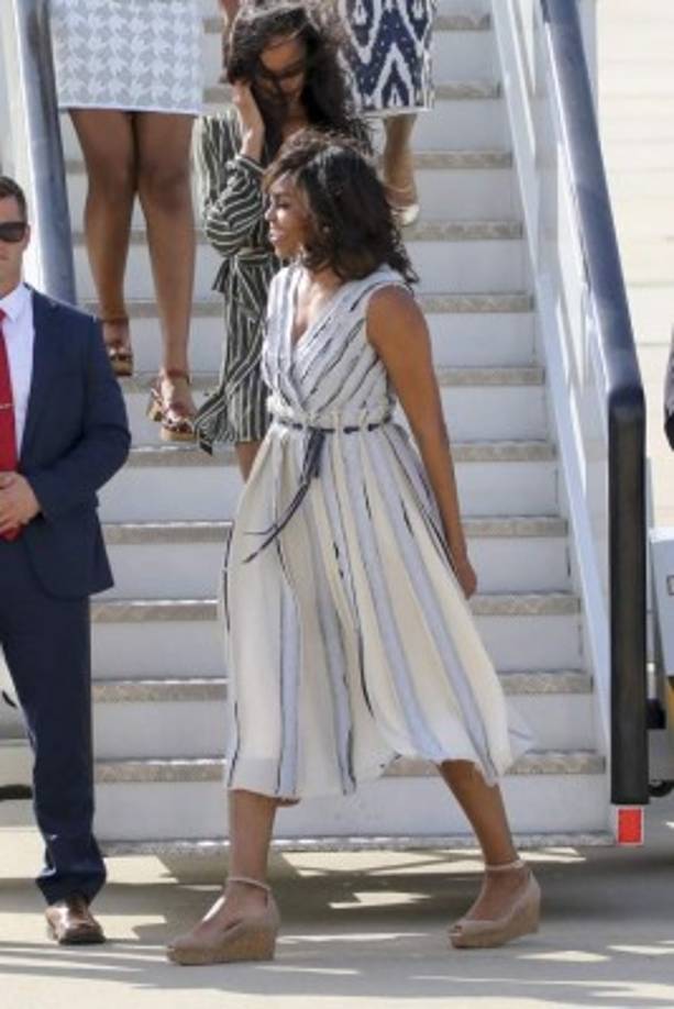 Michelle se mostró muy feliz al llegar a suelo español.