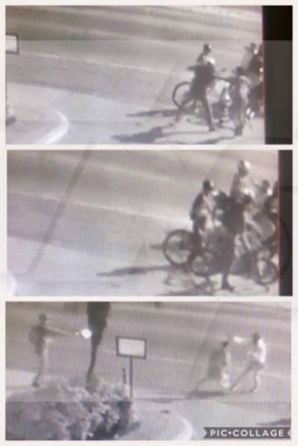 Esta fotografía muestra el fuego cruzado.<br/>El asaltante que resultó herido, identificado como Alejandro Josué Lagos (28), fue detenido por los militares a pocos metros del lugar y llevado a un centro asistencial en donde perdió la vida a los cinco minutos. <br/><br/>Las autoridades explicaron que los demás delincuentes huyeron en sus motocicletas.