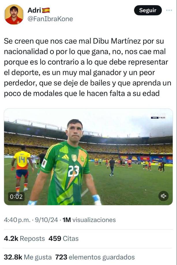“Es un muy mal ganador y un peor perdedor, que se deje de bailes y que aprenda un poco de modales que le hacen falta a su edad”, comentan en redes.