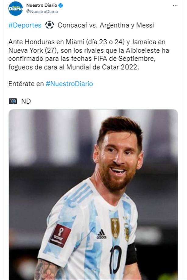 Nuestro Diario de Guatemala destacó los amistosos de la albiceleste. “Concacaf vs. Argentina y Messi”.
