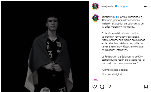 La Federación de Baloncesto de Kiev ha enviado sus condolencias a sus padres y ha empezado una colecta para enviarles ayuda económica a través de una entidad bancaria ucraniana.