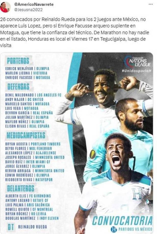 Américo Navarrete destaca que ningún jugador de Marathón fue convocado para los partidos contra México.