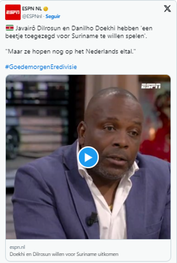 “Javairo Dilrosun y Danilho Doekhi ya decidieron jugar para Surinam. Esta no fue una elección fácil para ellos, y eso demuestra cuán fuerte es su vínculo con Surinam”, comentó en primera instancia.