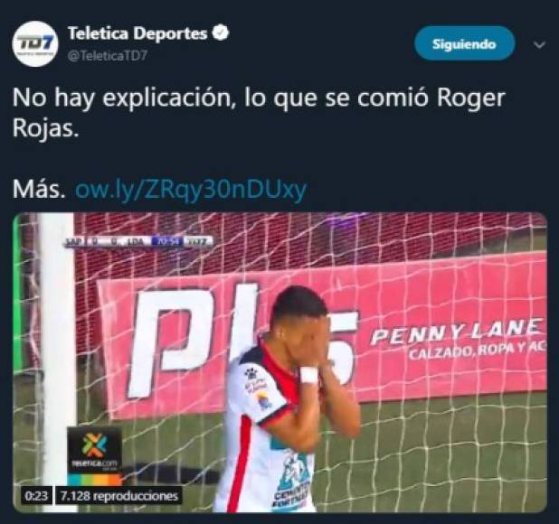 Teletica Deportes y sus palabras tras la falla de Roger Rojas.