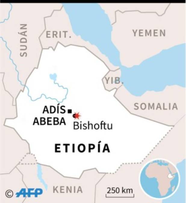 El aparato se estrelló en la región de Bishoftu, a unos 60 km al sur de Adís Abeba.