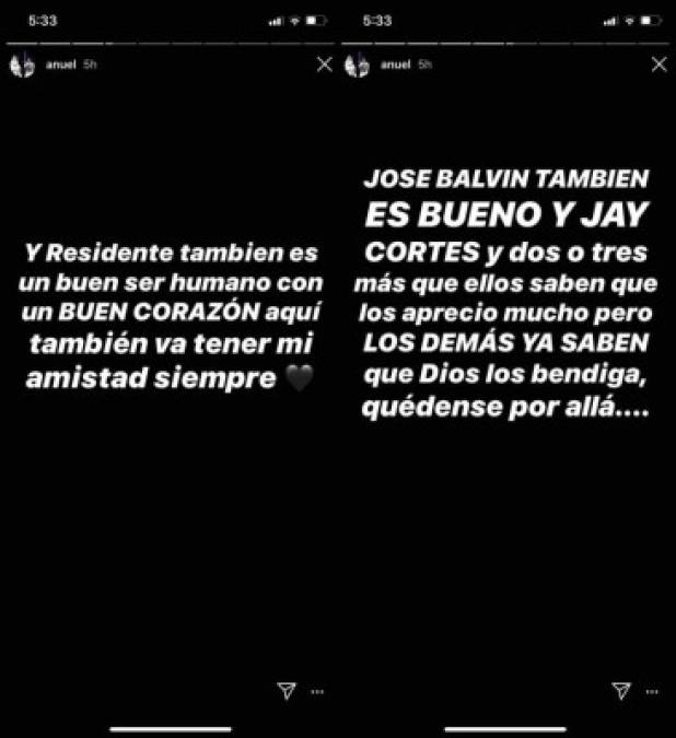 Los únicos que se salvaron de los ataques fueron Daddy Yankee, Nicky Jam, Farruko, Ñengo, Kendo, Residente -a quien ha definido como un gran ser humano 'con un buen corazón'-, J Balvin y Jhay Cortez. 'Los demás, ya saben, que Dios los bendiga y quédense por allá', afirmó.