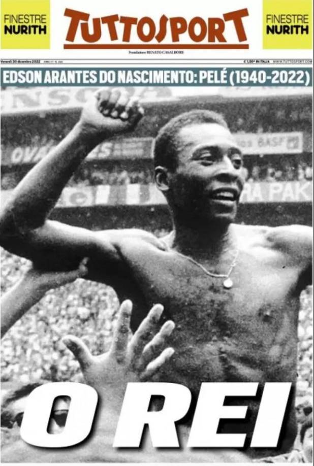 Portada del diario Tuttosport (Italia) - “O Rei”.